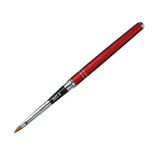 Acrylic nail brush, red metal handle - size no.4