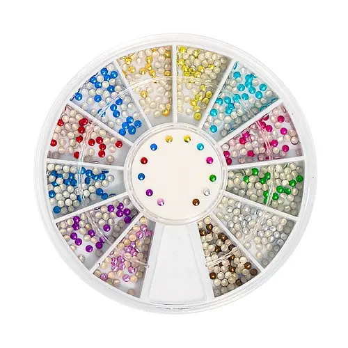 Nail art decorations - round circles in box – various colours