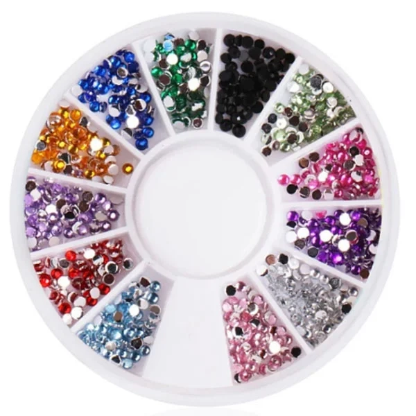 Nail art decorations – round rhinestones 2mm – various colours