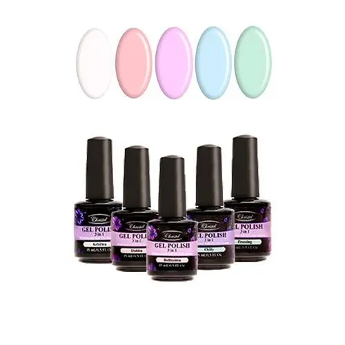 Christel Kit of 5 high-quality gel nail polishes 3in1 - pastel