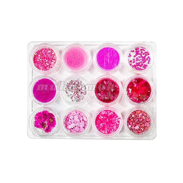 Nail art kit 12pcs - pink colour