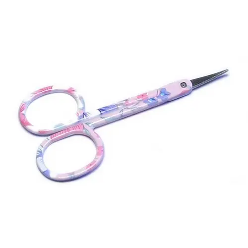 Steel manicure scissors with a flowery pattern