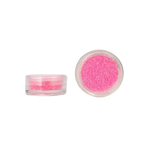 Nail art powder - neon pink with glitters
