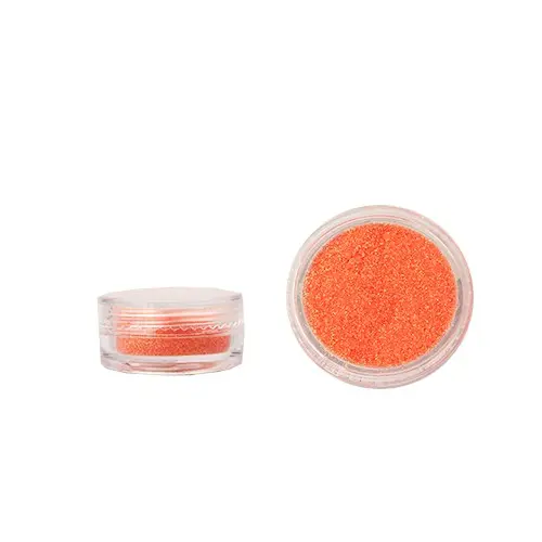 Nail art powder - tangerine orange with glitters