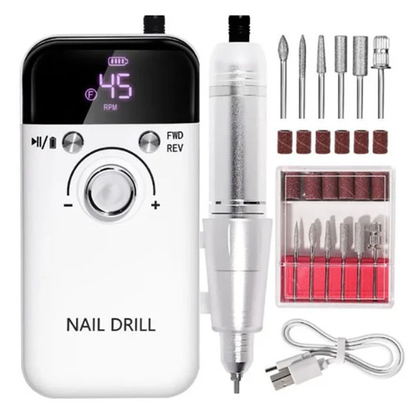 Nail drill for gel nails, white