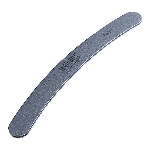 Inginails Professional ail file, grey banana design with black centre, washable and disinfectant friendly 80/80