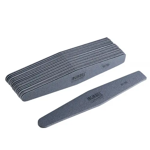 10pcs - Inginails Professional Nail file, grey diamond with black centre, washable and disinfectant friendly 80/80