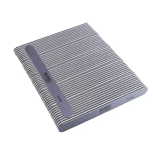 50pcs - Inginails Professional Nail file, grey board with black centre, washable and disinfectant friendly 100/180