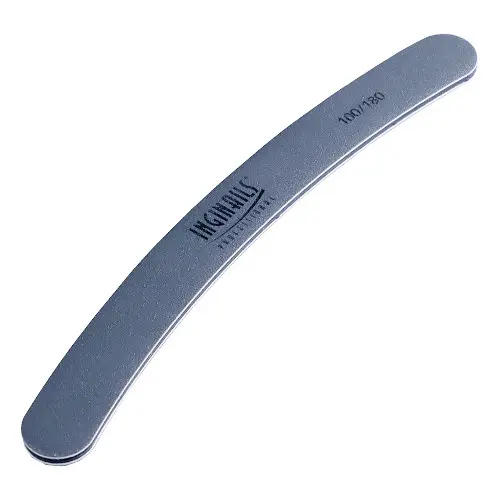 Inginails Professional Nail file, grey banana design with black centre, washable and disinfectant friendly 100/180