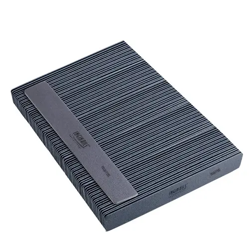 50pcs - Inginails Professional Nail file, grey rectangle with black centre, washable and disinfectant friendly 100/180