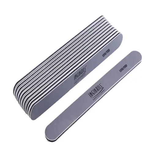10pcs - Inginails Professional Nail file, grey board with black centre, washable and disinfectant friendly 150/150