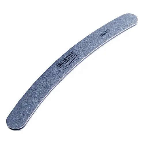 Inginails Professional Nail file, grey banana design with black centre, washable and disinfectant friendly 150/150