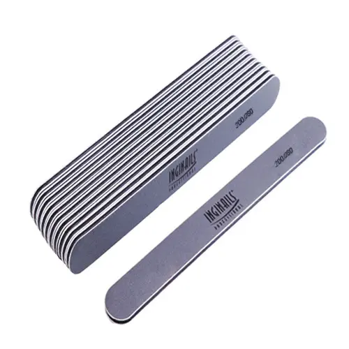 10pcs - Inginails Professional Nail file, grey board with black centre, washable and disinfectant friendly 280/280