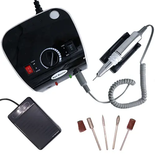 Electric nail drill with rotation speed control – black
