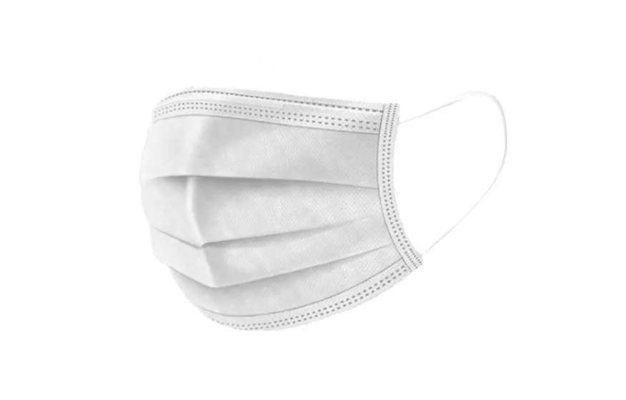 Face mask with an elastic band – white, 3-layers