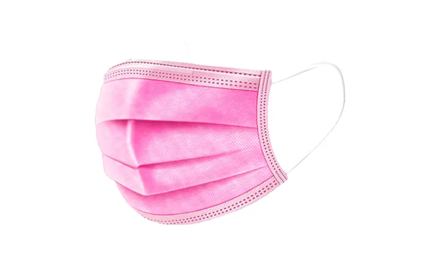 Face mask with an elastic band – pink, 3-layers