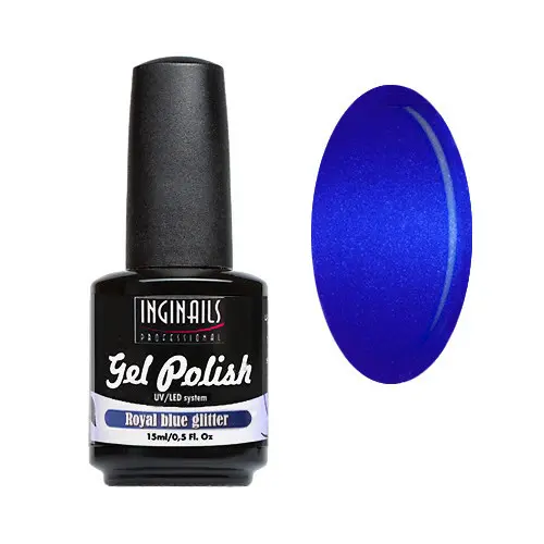 UV/LED colour gel polish Inginails Professional 15ml - Royal Blue Glitter