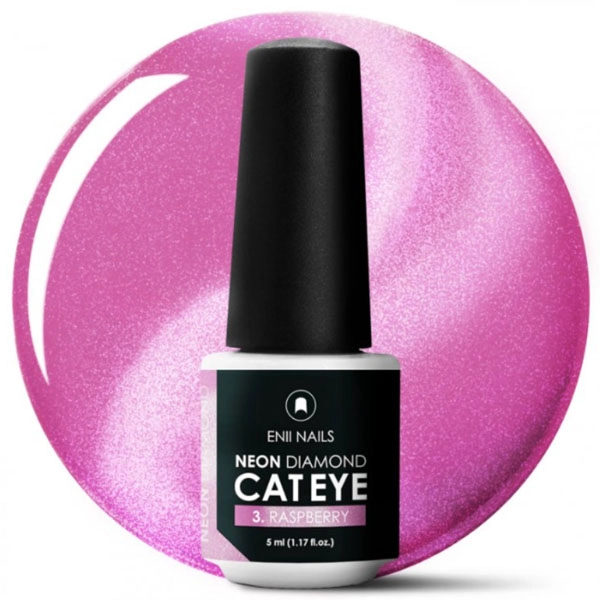 ENII Magnetic gel polish  Neon Diamond Cat Eye - 3. Raspberry, 5ml