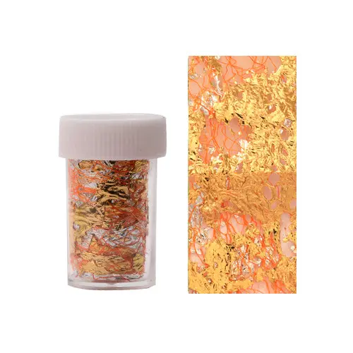 Decorative nail foil - gold with orange net