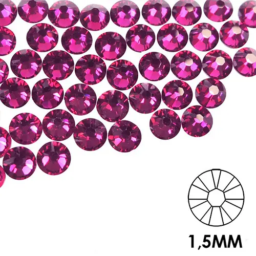 Decorative nail stones - 1,5 mm - pink, 50 pcs