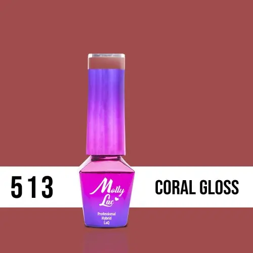 MOLLY LAC UV/LED gel polish Miss Iconic - Coral Gloss 513, 5ml
