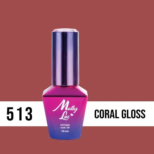 MOLLY LAC UV/LED gel polish Miss Iconic - Coral Gloss 513, 10ml
