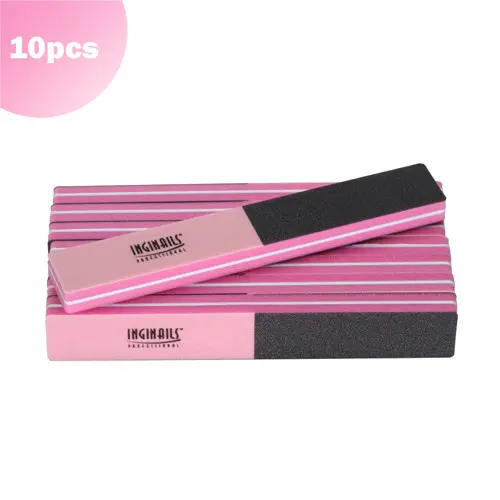 Inginails Professional Foam nail file, pink-black - 4-sided, 100/180/240/320