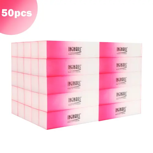 Inginails Professional Nail buffer block - pink ombre, 120/120 - 4-sided