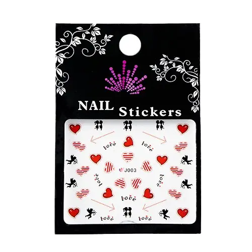 Valentine nail sticker – characters, hearts, inscription LOVE