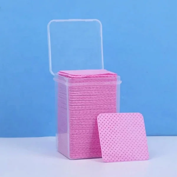 Perforated cotton pads for nails - pink, 200pcs