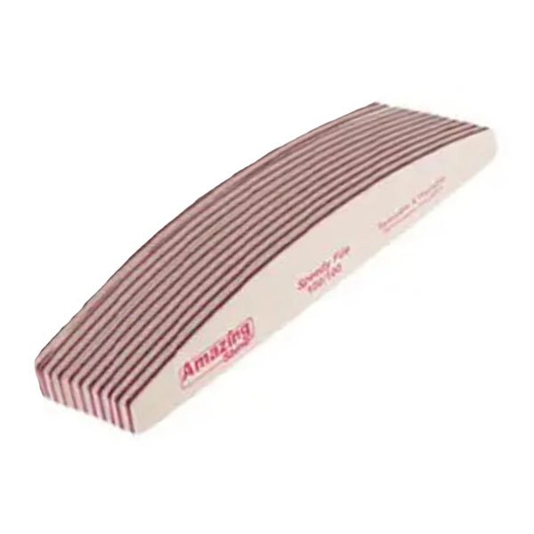 Nail file - Profi Speedy Halfmoon white, pink centre 100/100, 10pcs