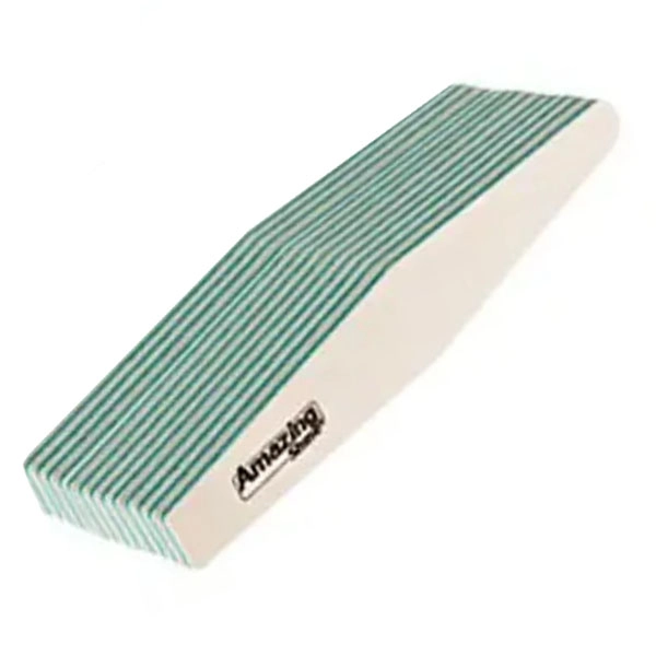 10pcs - Nail file Profi Speedy Halfmoon with green centre - zebra, 180/180