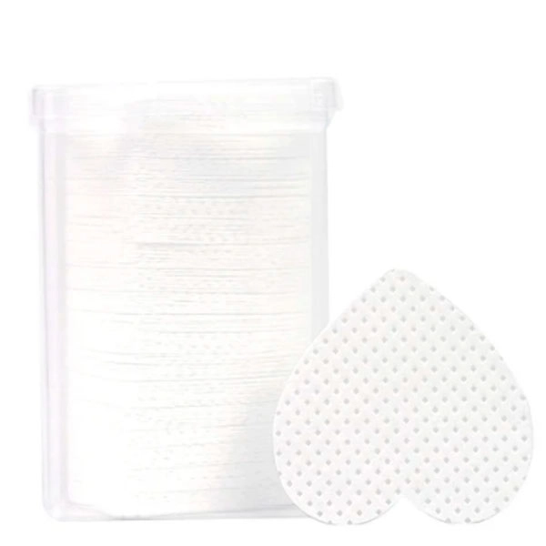 Perforated cotton pads for nails – white hearts, 200pcs