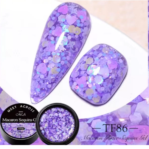 UV/LED colour gel - Macaron glitter, Violet 8ml