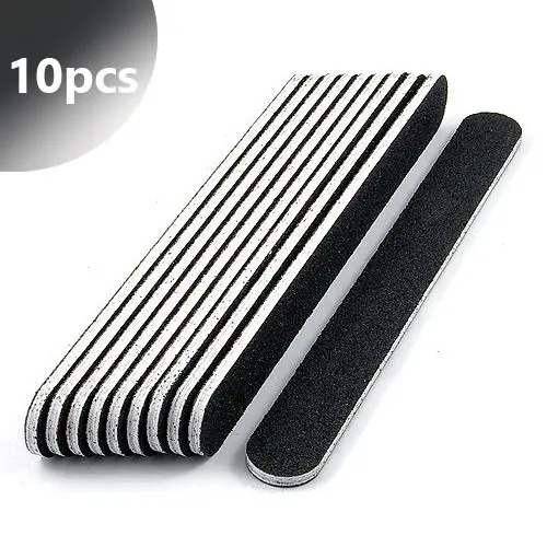 10pcs - Professional nail file, black, straight 100/180