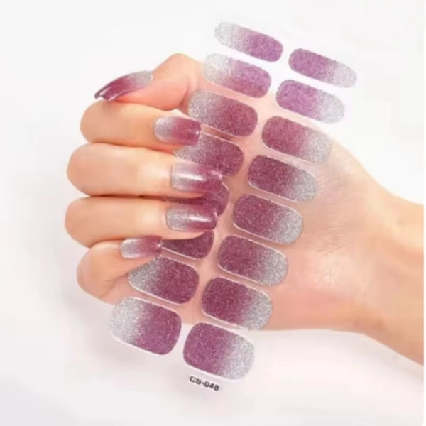 Self-Adhesive Nail Stickers - silver burgundy glitters