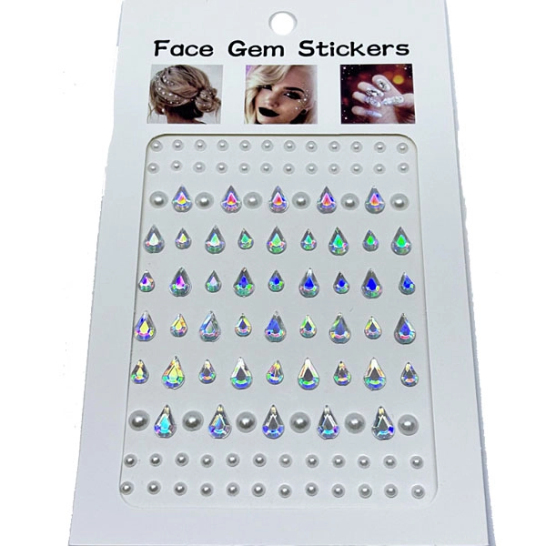 Adhesive gems for eyes, face and nails