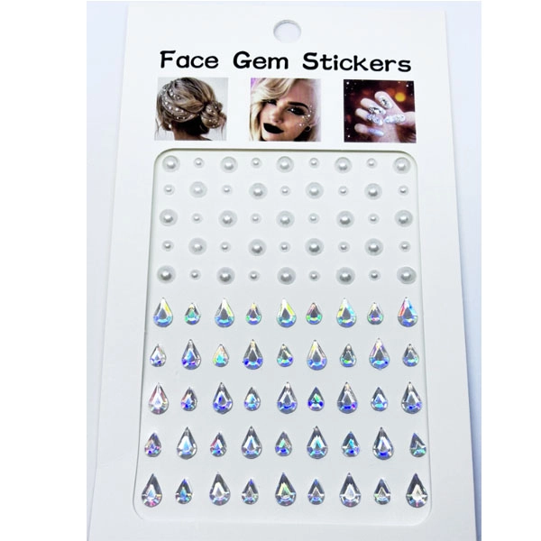 Adhesive gems for eyes, face and nails