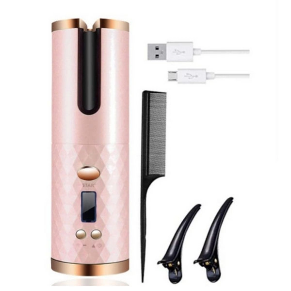 Wireless hair curler, pink