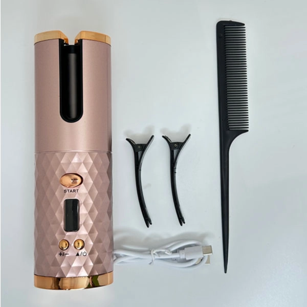 Wireless hair curler, gold