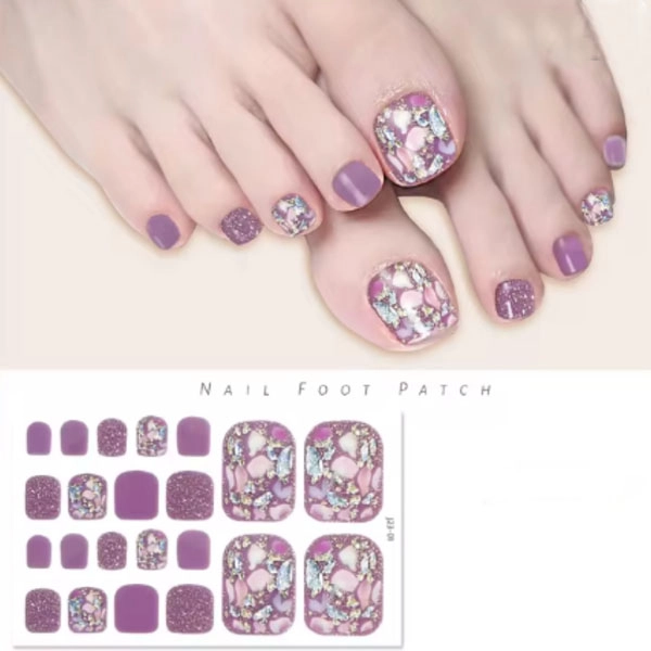 Gel semi-cured stickers – purple with decorations