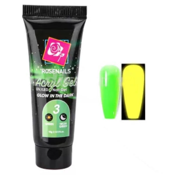 Poly nail gel - Glow in the dark GREEN/NEON GREEN no.03, 15g