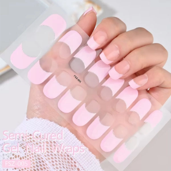 Gel semi-cured stickers - French manicure pink