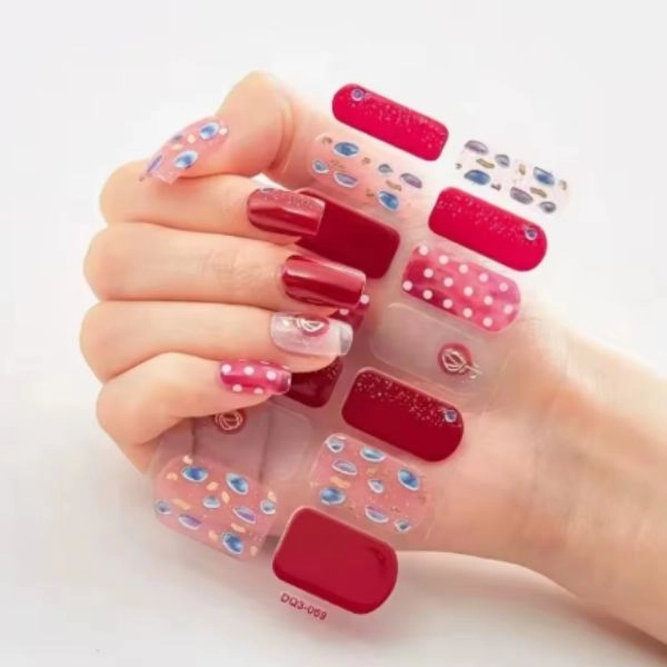 Gel semi-cured stickers – decorated, red