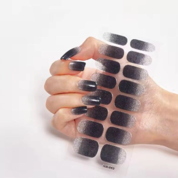 Self-Adhesive Nail Stickers -black and silver with glitters