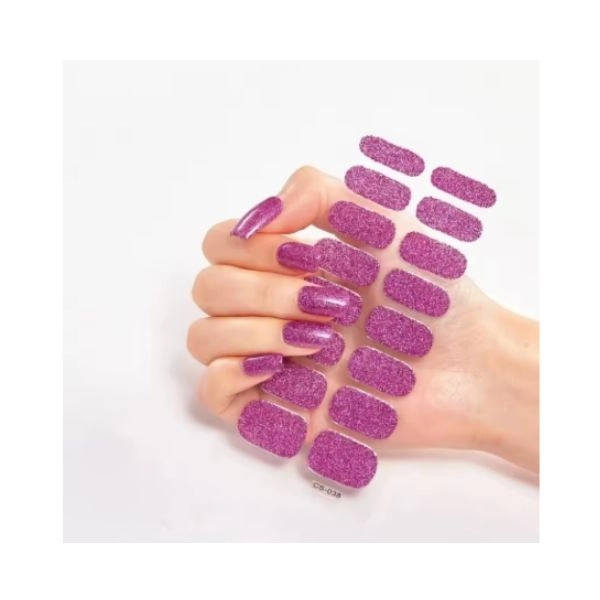 Gel semi-cured stickers – purple, glitter