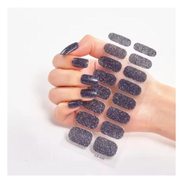 Gel semi-cured stickers – black with glitters