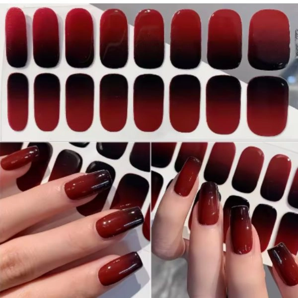 Gel semi-cured stickers – ombré, burgundy