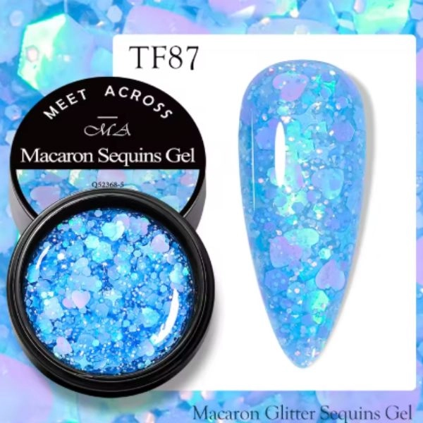 UV/LED colour gel - Macaron glitter, Blue 8ml