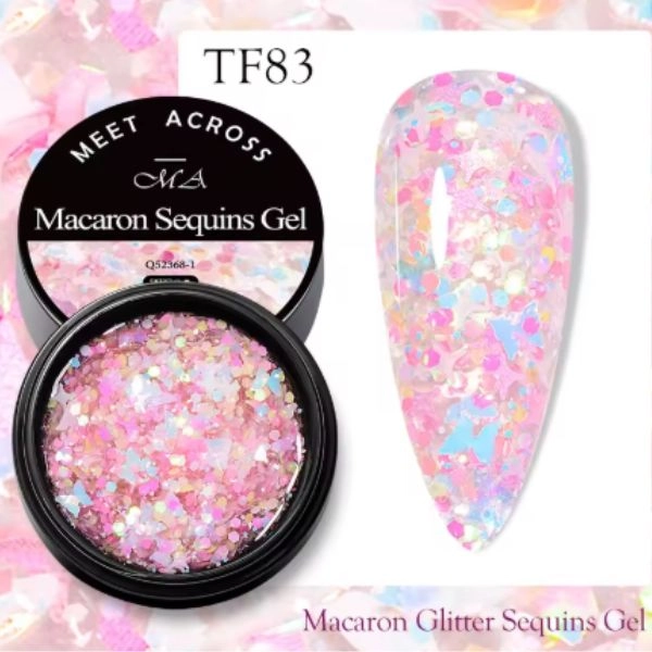 UV/LED colour gel - Macaron glitter, Pink 8ml